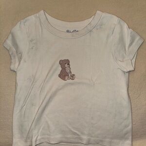 Brandy Melville White Teddy Bear Tee